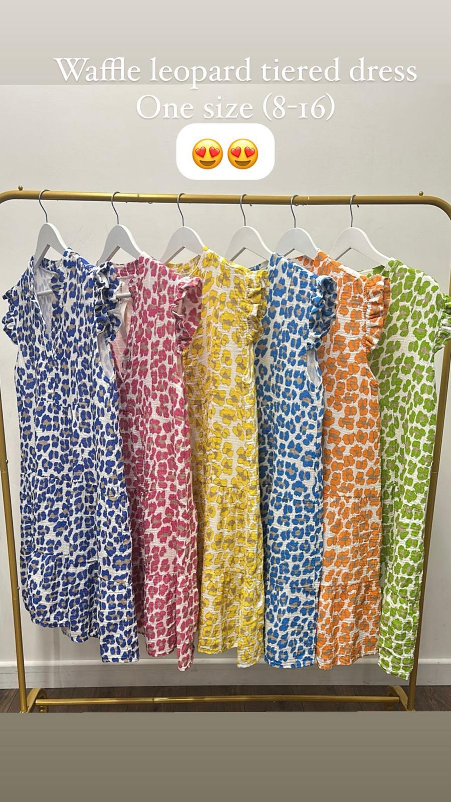 Waffle Leopard tiered Dress
