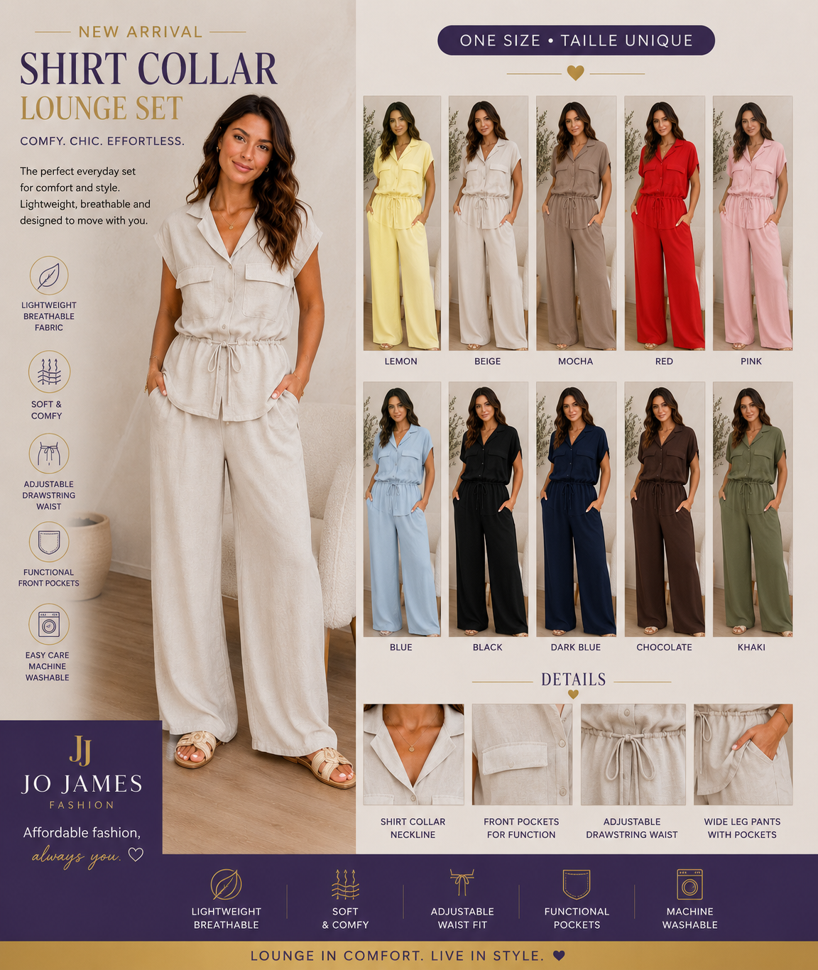 Bianca Shirt Collared Loungeset
