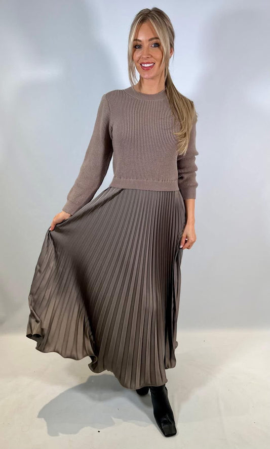 Satin Pleat Jumper Dress